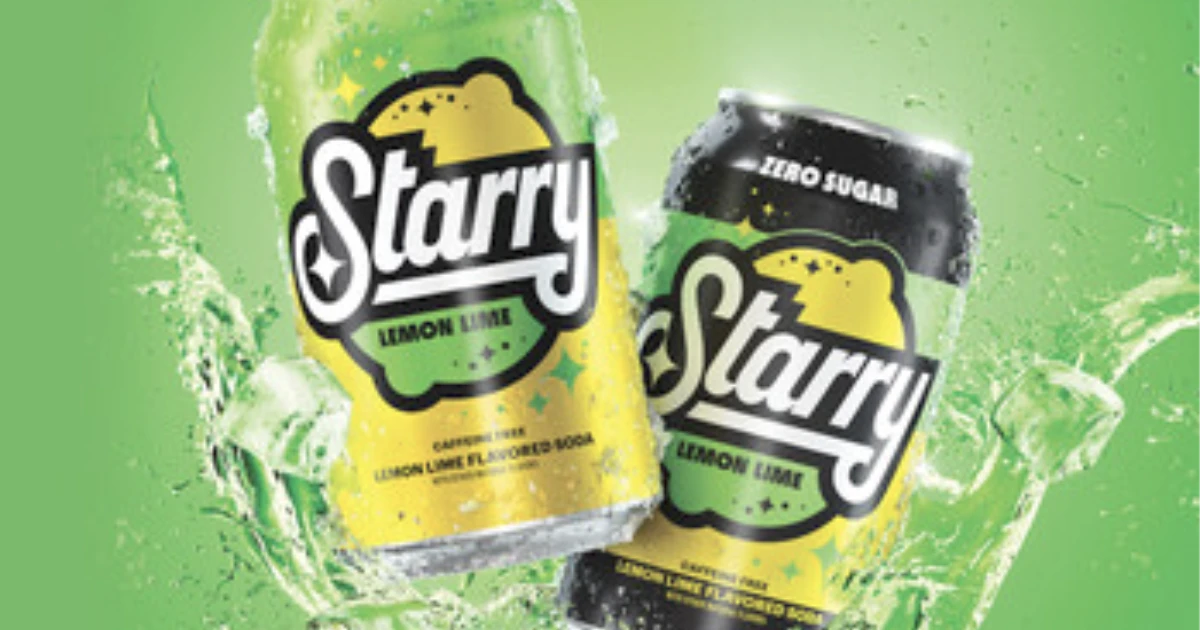 Starry Two Starry lemon lime soda cans, regular and zero sugar
