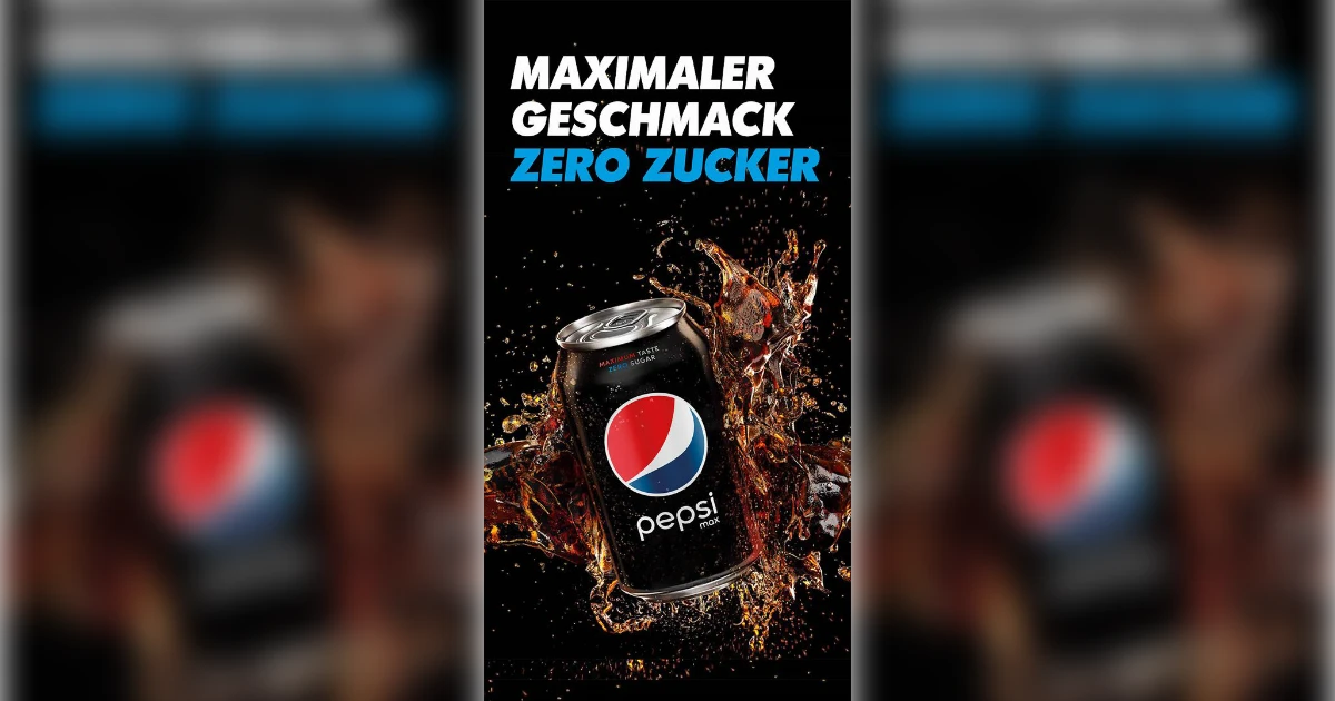 PepsiCo Pepsi Max black can in a German zero-sugar advertisement