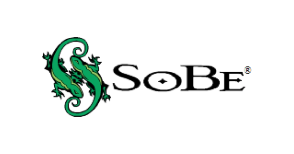 SoBe logo with two intertwined green lizard mascots