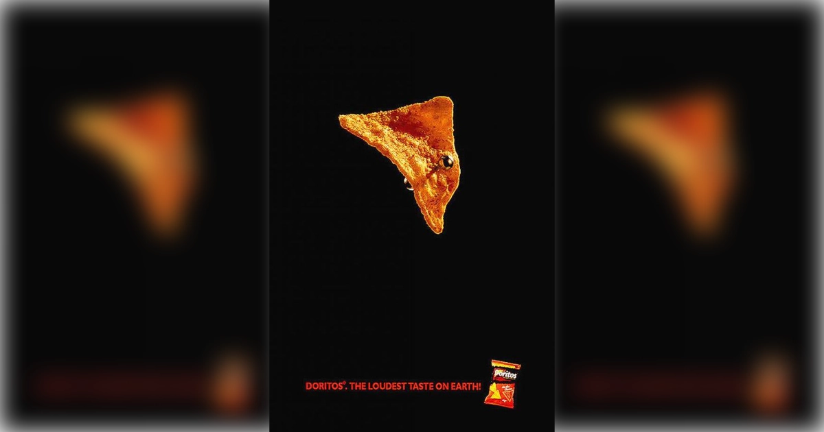 Doritos print ad with a single chip and Loudest Taste on Earth slogan