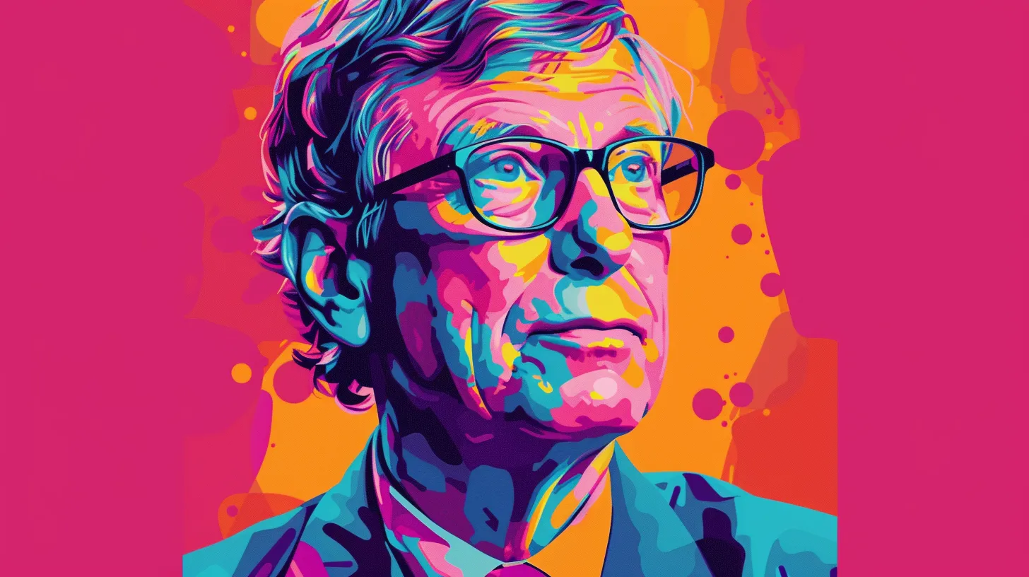 Bill Gates pop art portrait in dark-rimmed glasses