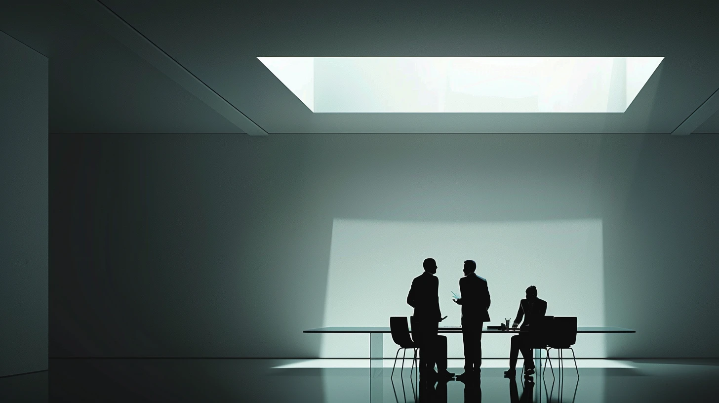 Executives Planning In A Dark Room Of A Basement