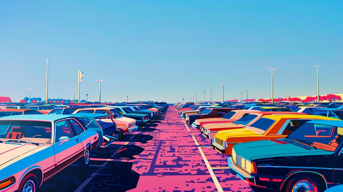 Large Parking Lot Full Of Cars For Sale