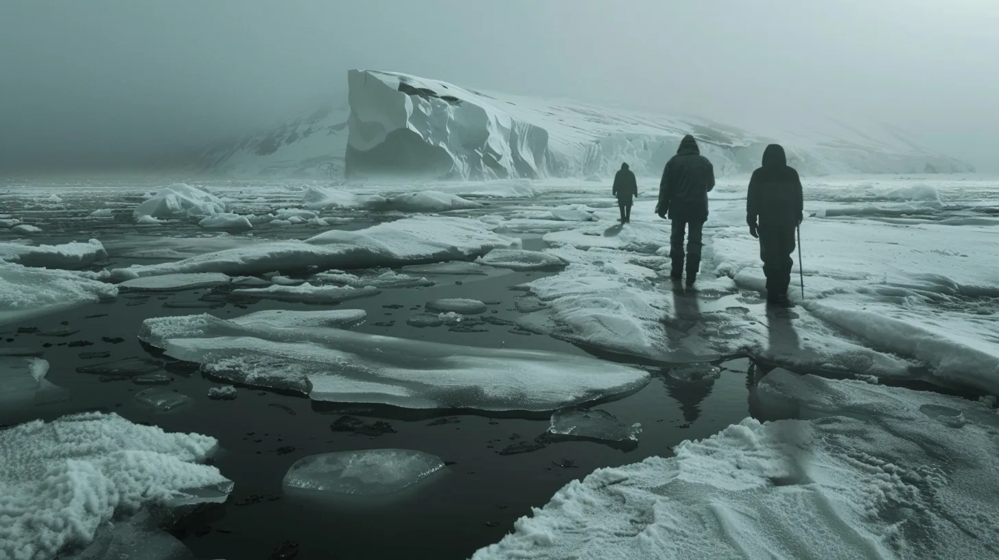 Walking On Uneven Ice In The Artic Circle