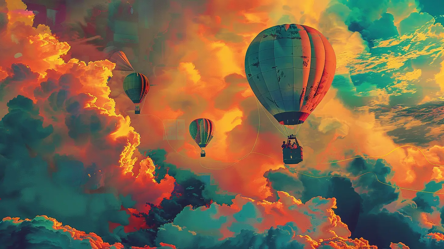 © History Oasis Men In Hot Air Balloons