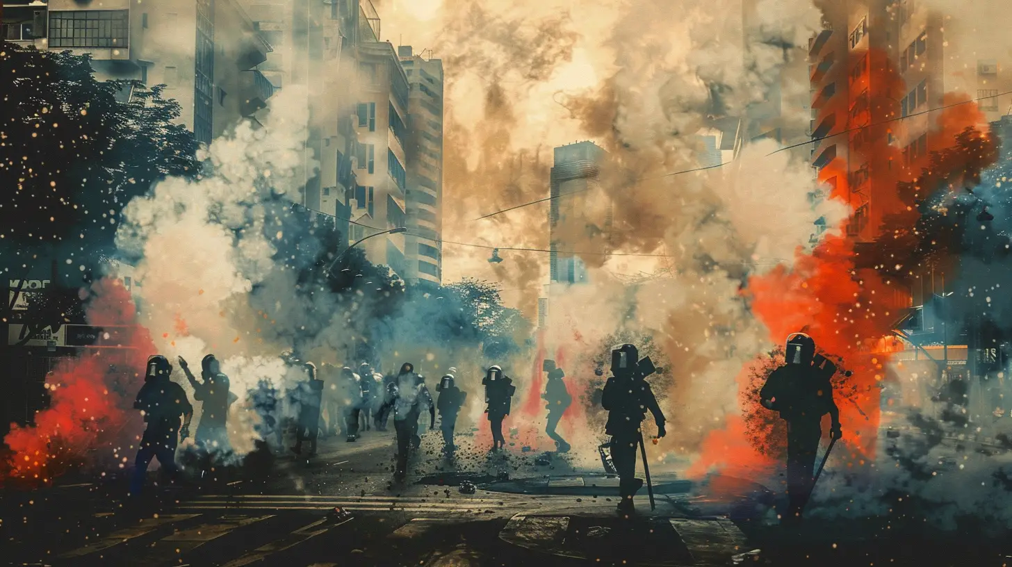 Protest In The Streets Of Caracas Venezuela