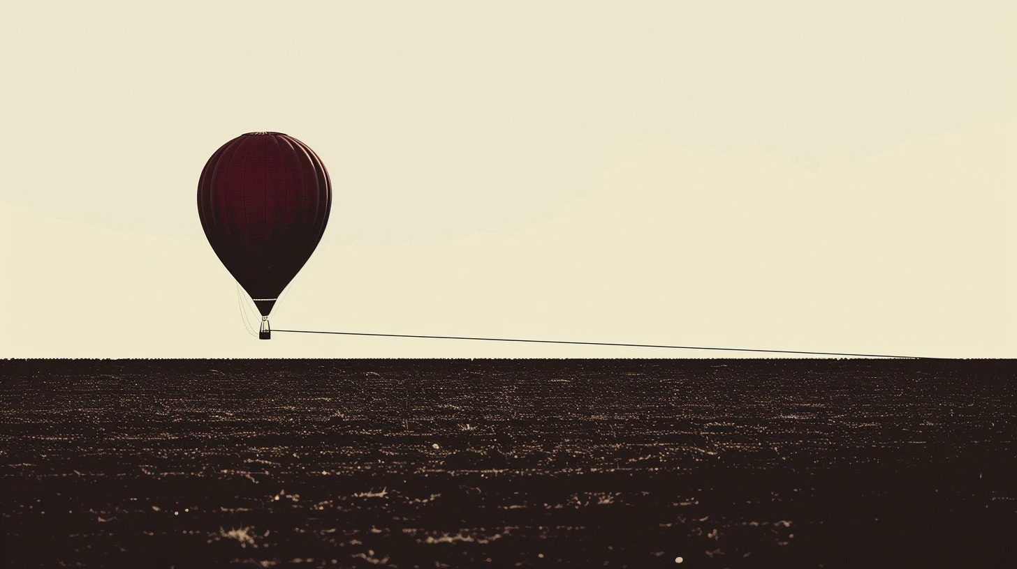 Hot Air Balloon Tethered To The Ground