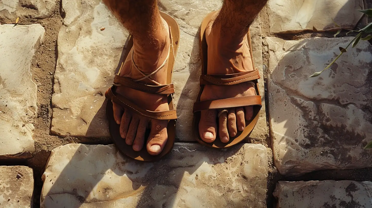 © History Oasis Ancient Greek Man Wearing Simple Leather Sandals