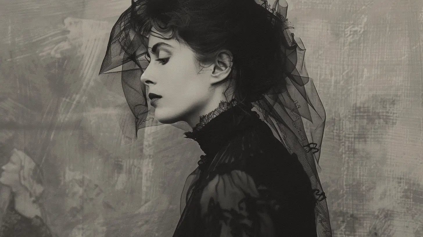 Widow Wearing All Black Somber Victorian Era