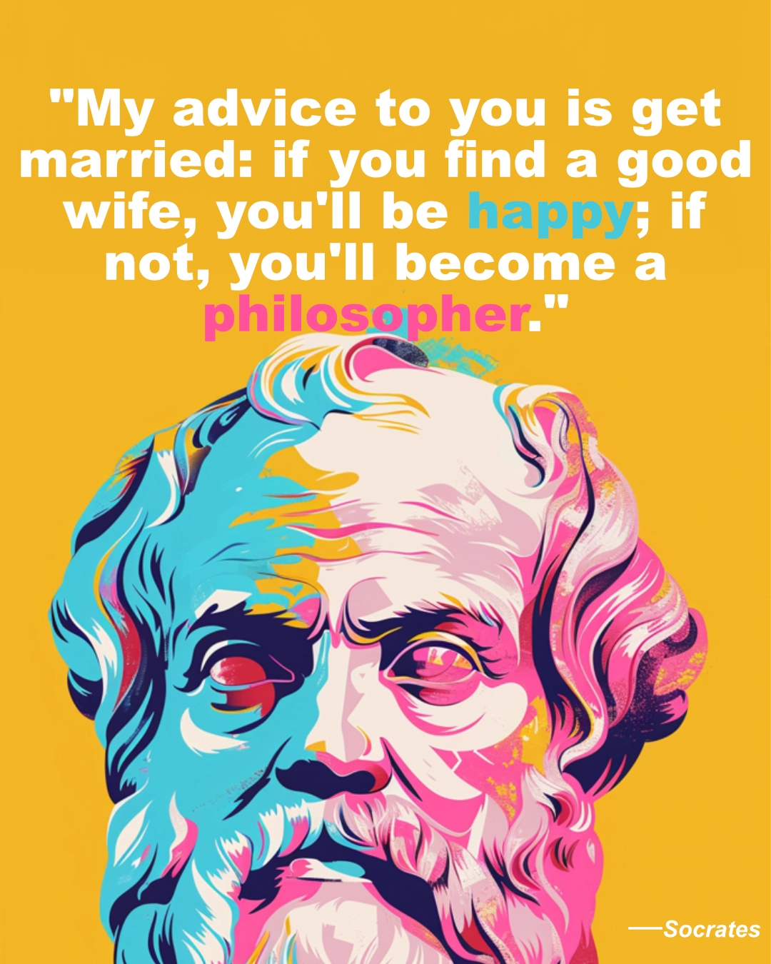 Socrates pop art portrait © History Oasis Pop art portrait illustration of bearded Socrates on a yellow background