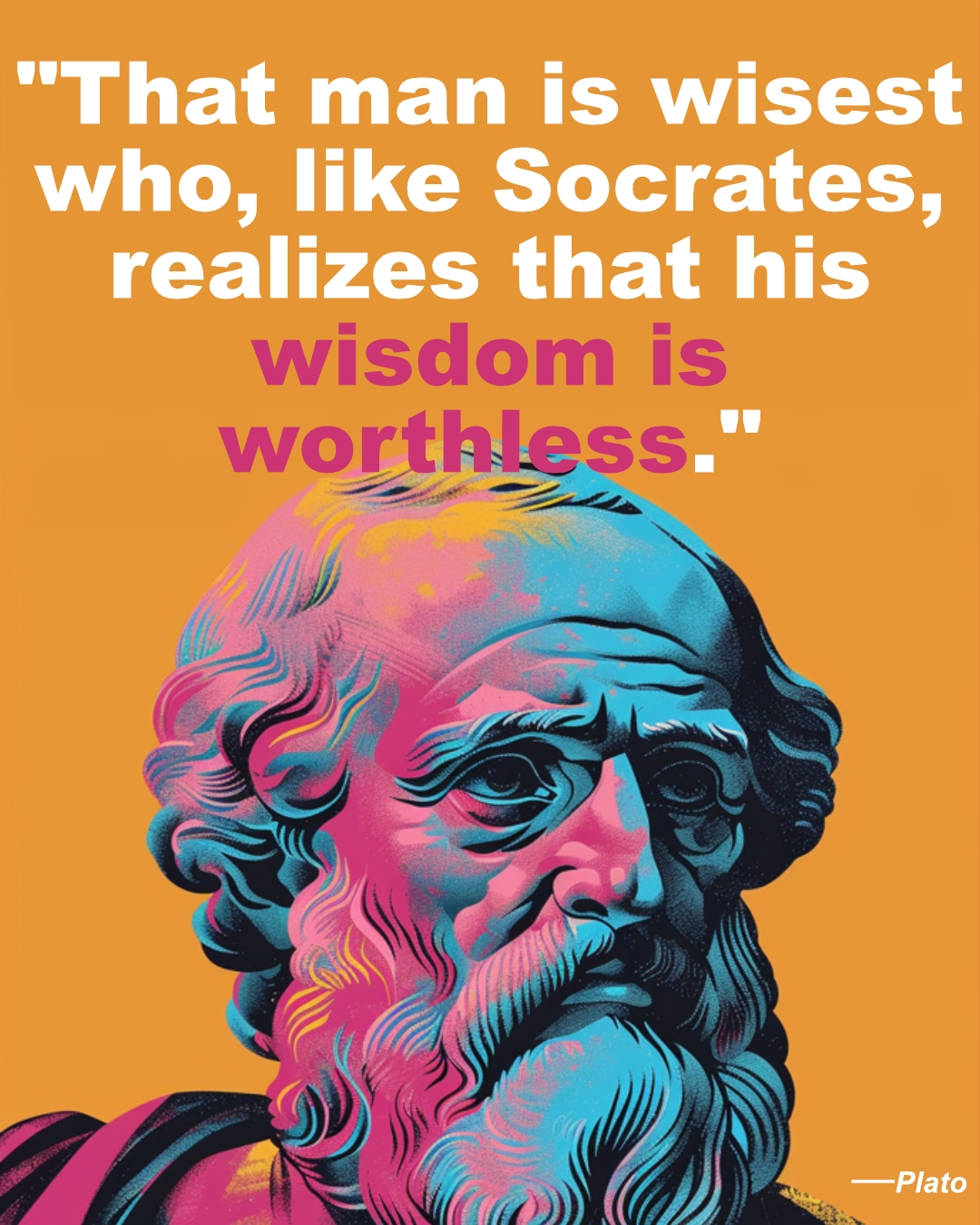 Plato pop art portrait © History Oasis Pop art portrait of a bearded Plato in pink and blue