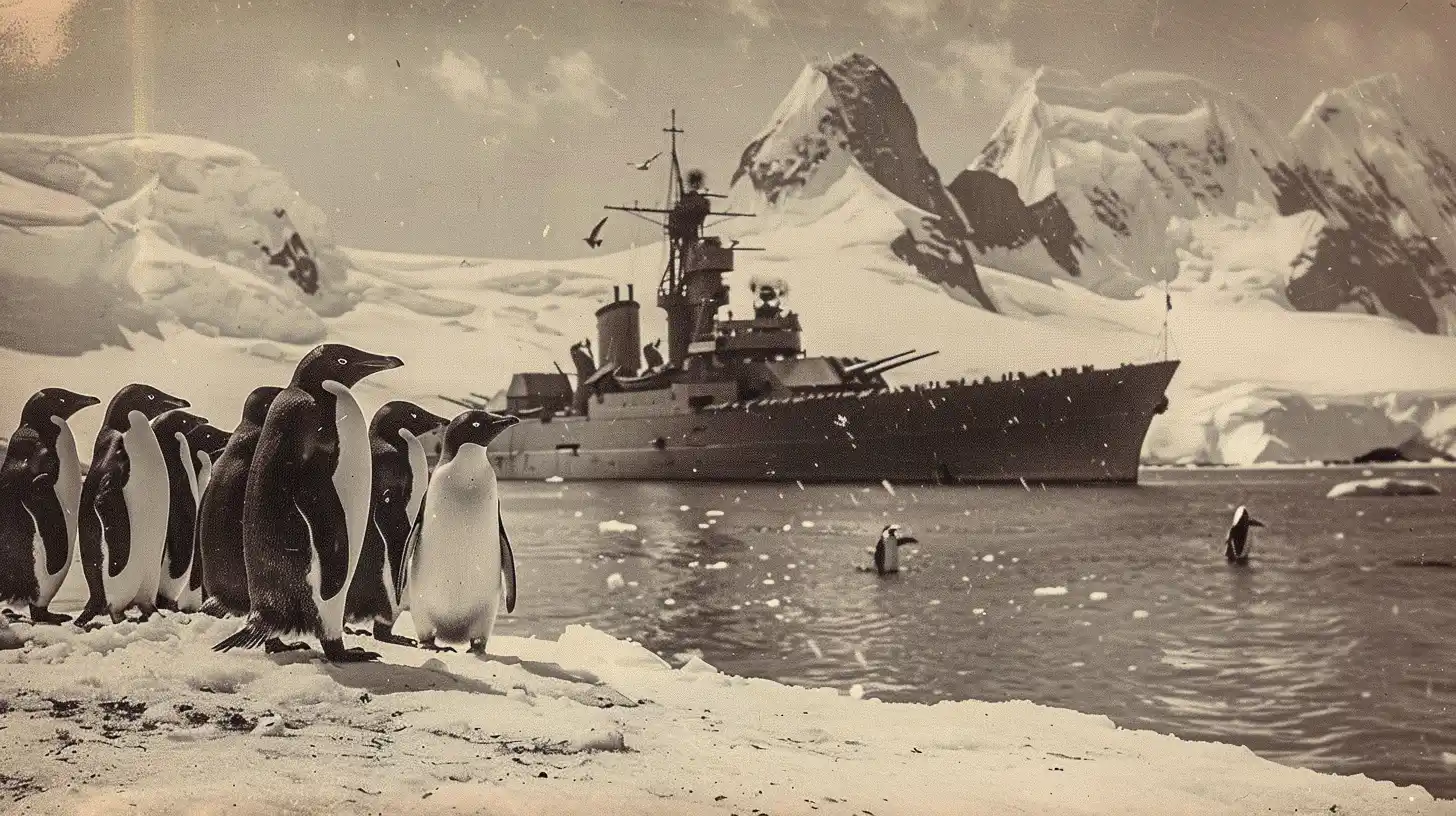 Antarctica Penguins UK Warship