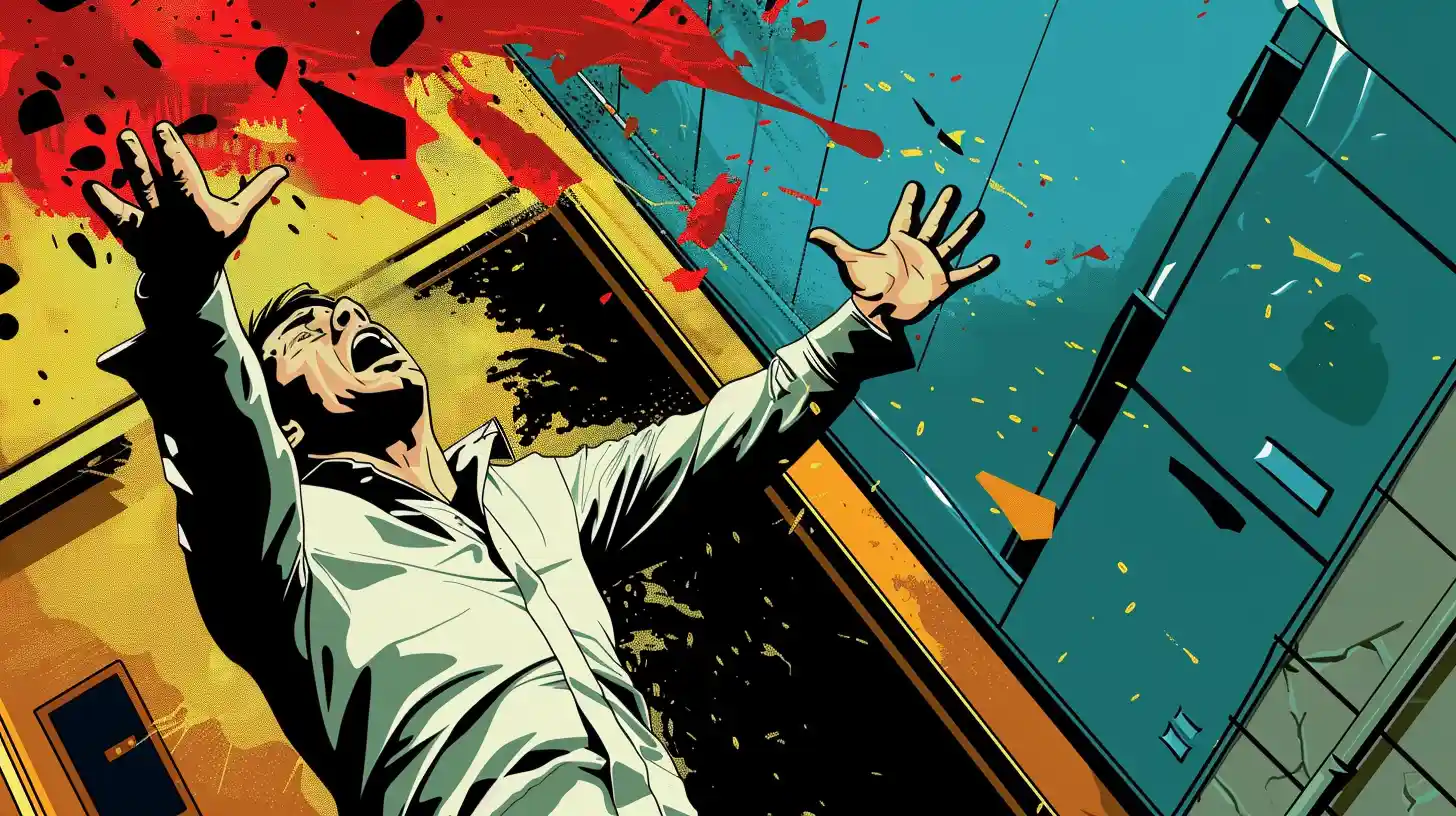 A Man Being Crushed By A Falling Hospital Elevator