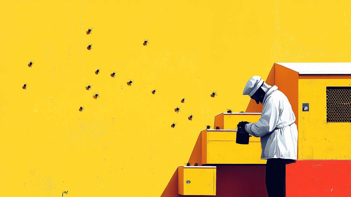 Modern Beehive And Beekeeper