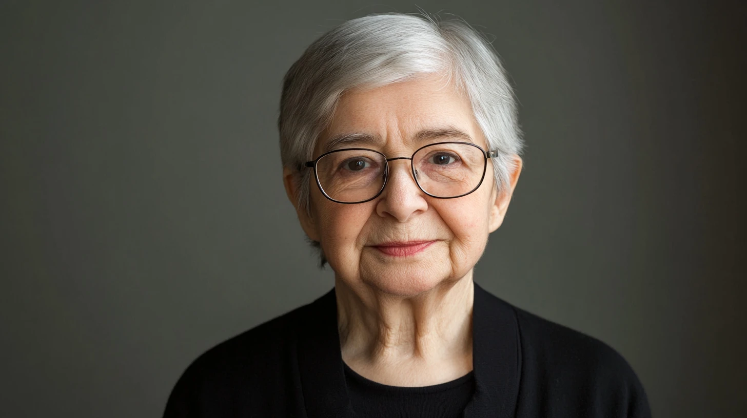 Portrait of an older woman in glasses © History Oasis Photorealistic portrait of an older woman with short gray hair and glasses