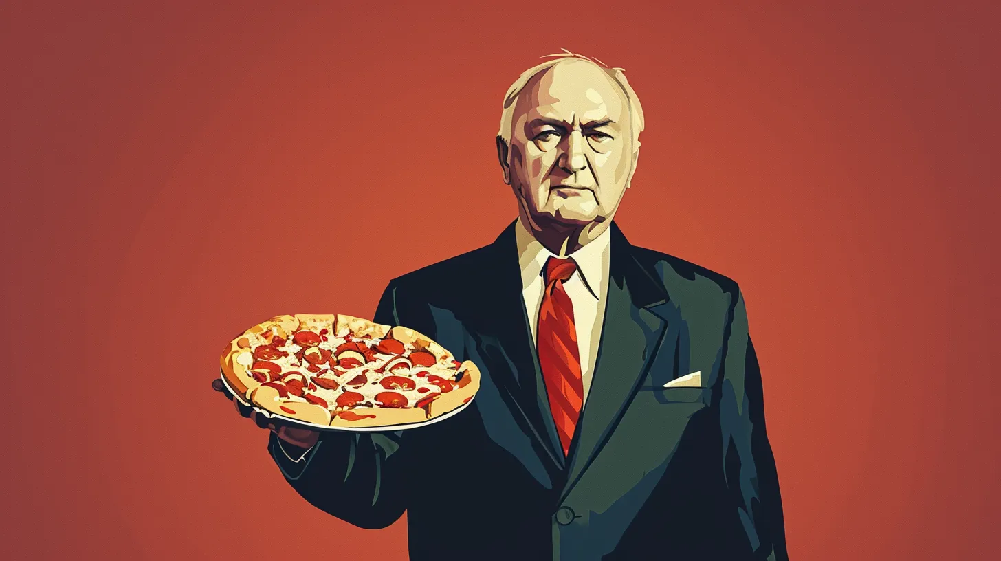 Mikhail Gorbachev Holding A Pizza