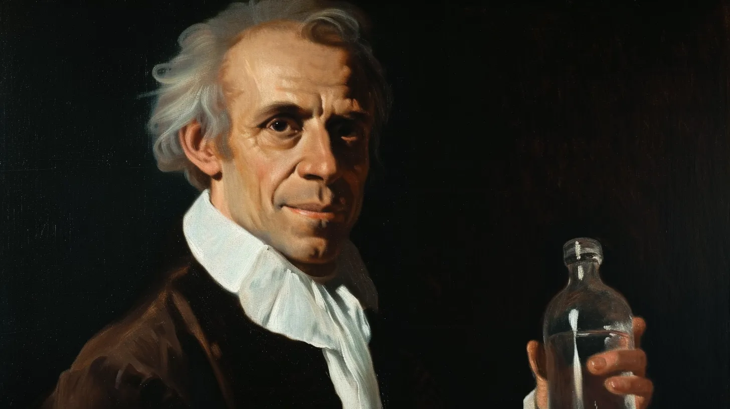 © History Oasis Jacob Schweppe Holding A Bottle Of Cabonated Water