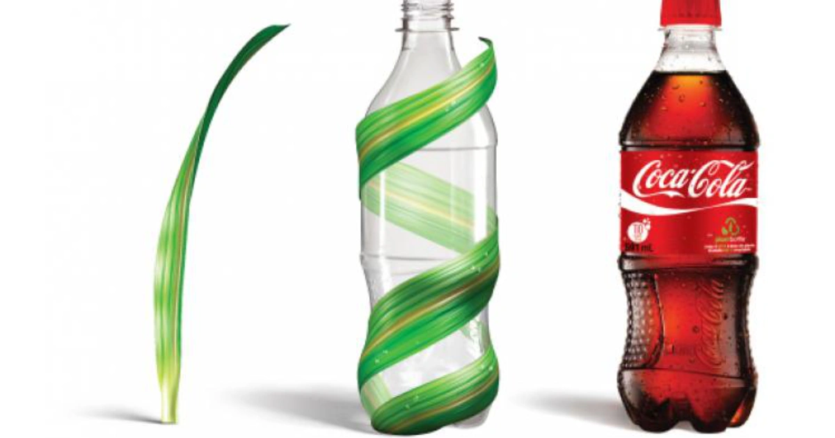 The Coca-Cola Company Coca-Cola PlantBottle graphic showing a plant leaf turning into a plastic Coke bottle