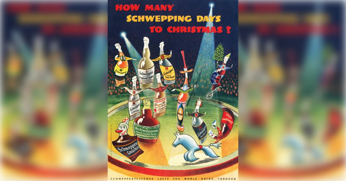 Keurig Dr Pepper Sweppes Christmas Vintage Ad