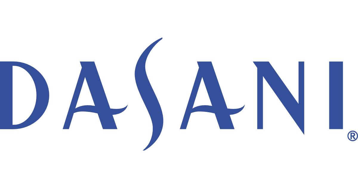 Dasani wordmark logo in blue lettering with registered trademark symbol
