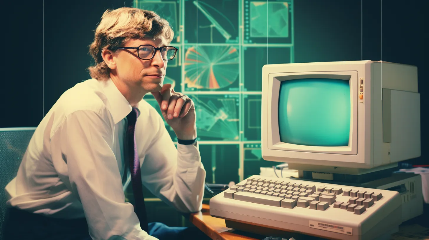 A Young Bill Gates With An Old Computer