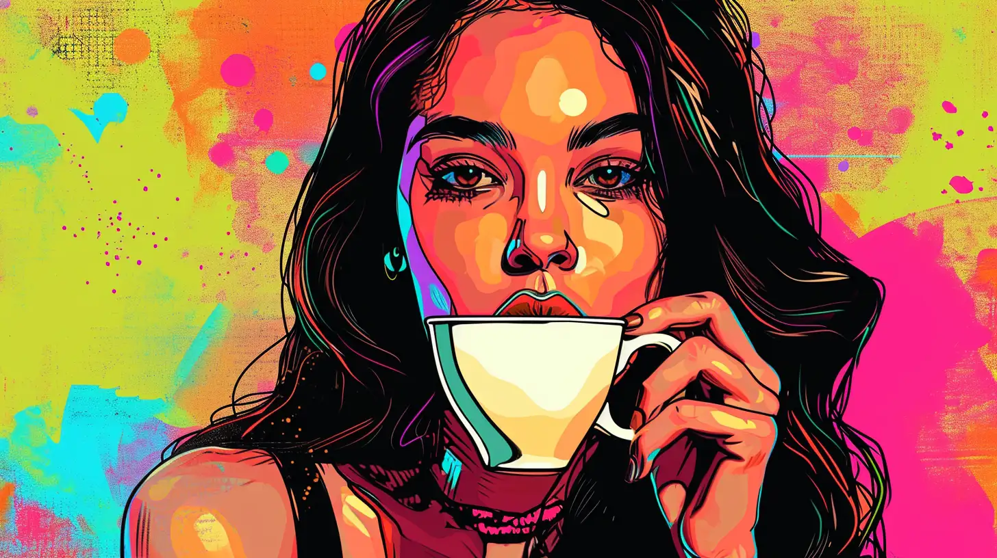 Latina Drinkin A Cup Of Coffee