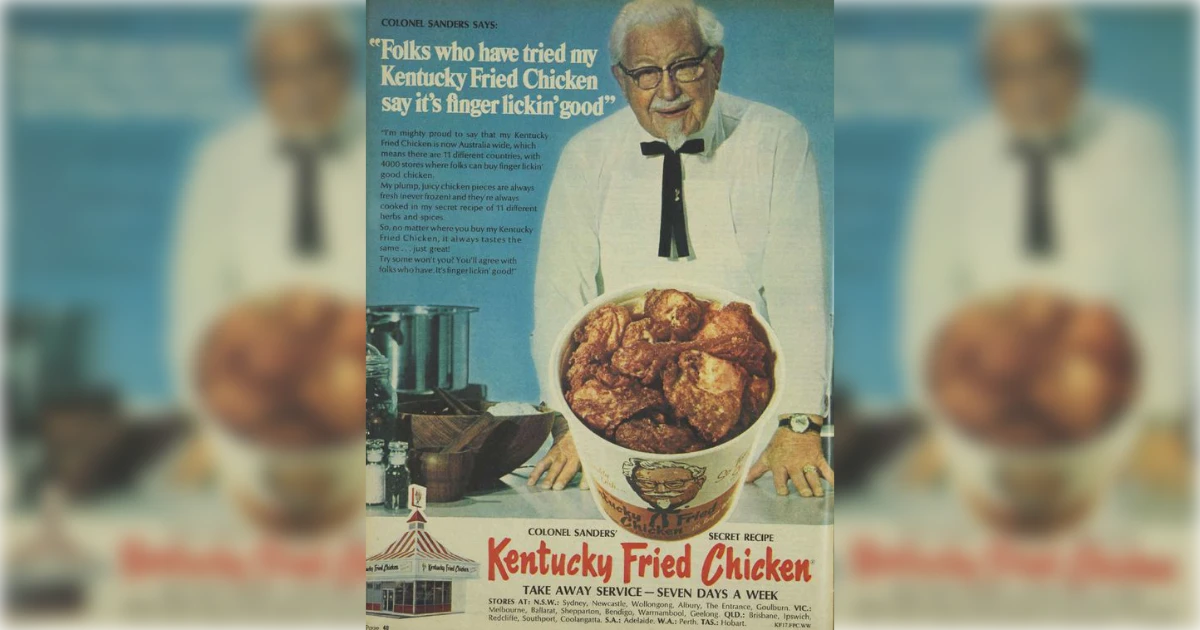 KFC Colonel Sanders finger lickin good Kentucky Fried Chicken vintage magazine ad