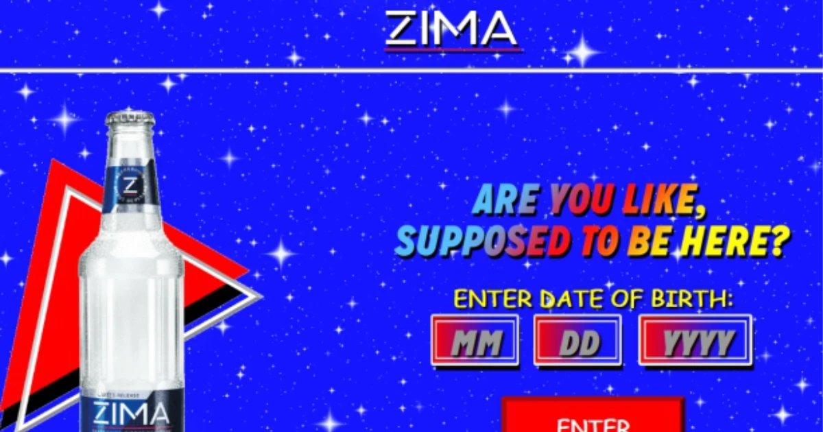 Coors Zima Website Screenshot