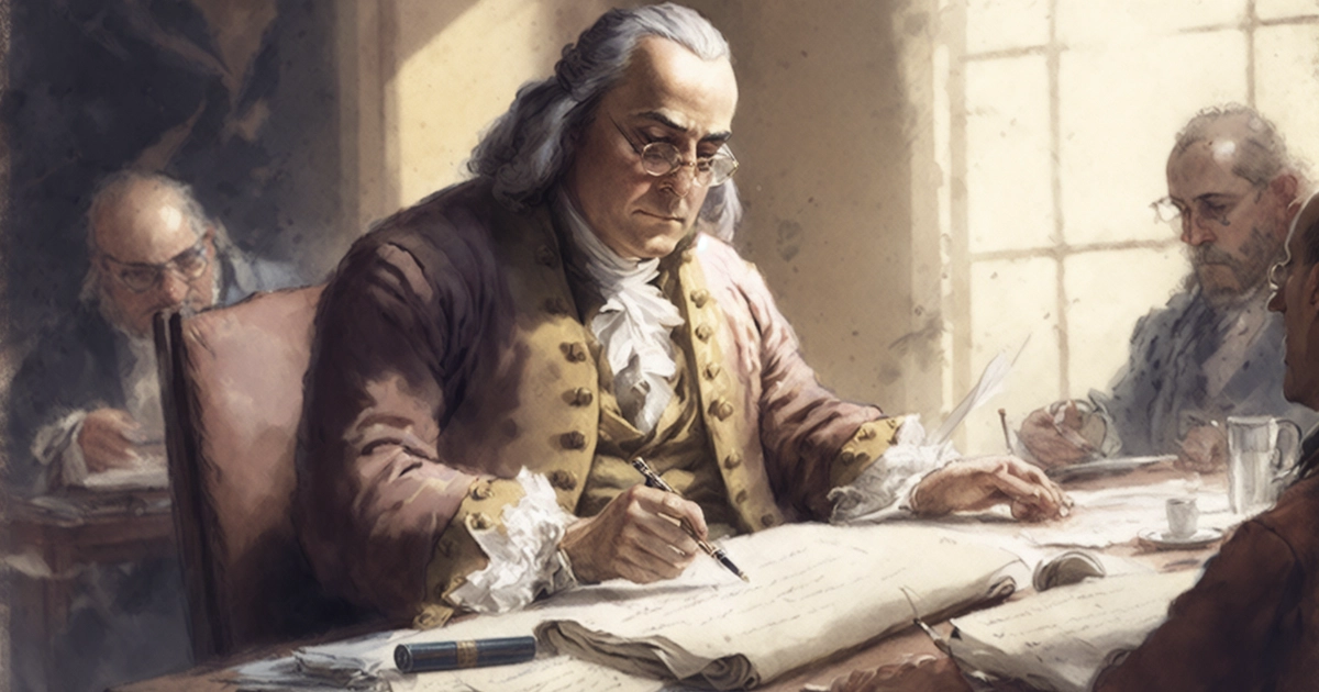 © History Oasis Benjamin Franklin Signing The Declaration Of Independence