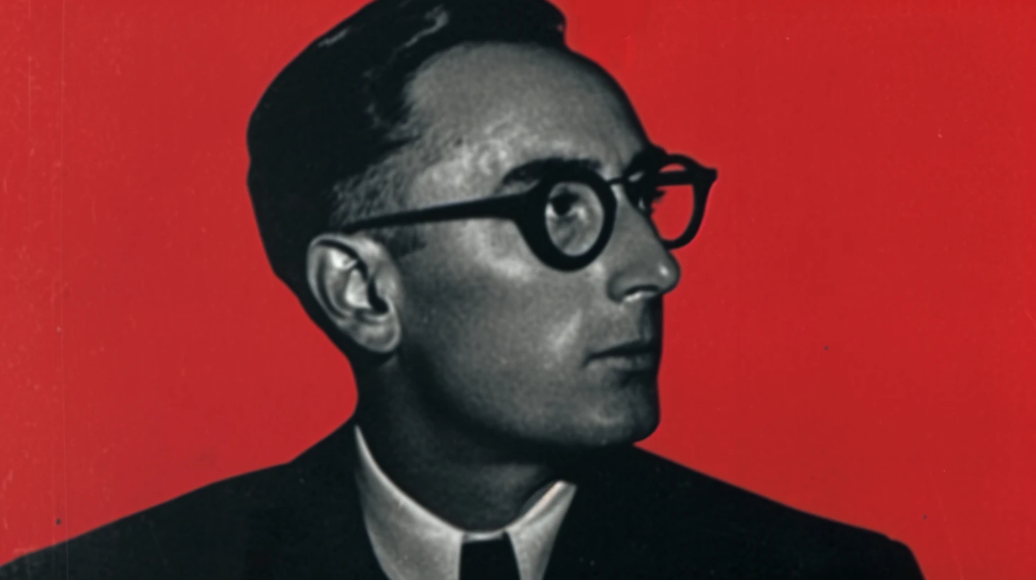 Roy O. Disney, who financed his brother's studio and then ran it as president from 1945 © History Oasis Roy O. Disney portrait, the Disney co-founder in heavy round glasses and a dark suit against flat red