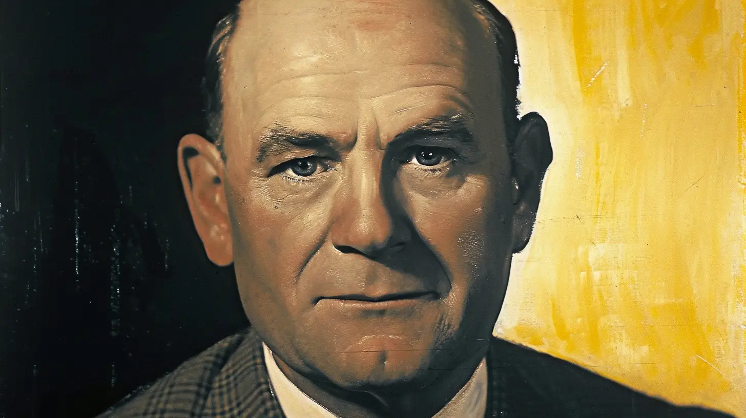 Philip Johnson, the only man to lead Boeing twice and die in the job © History Oasis Philip G. Johnson in a checked tweed jacket, lit against a yellow and black background