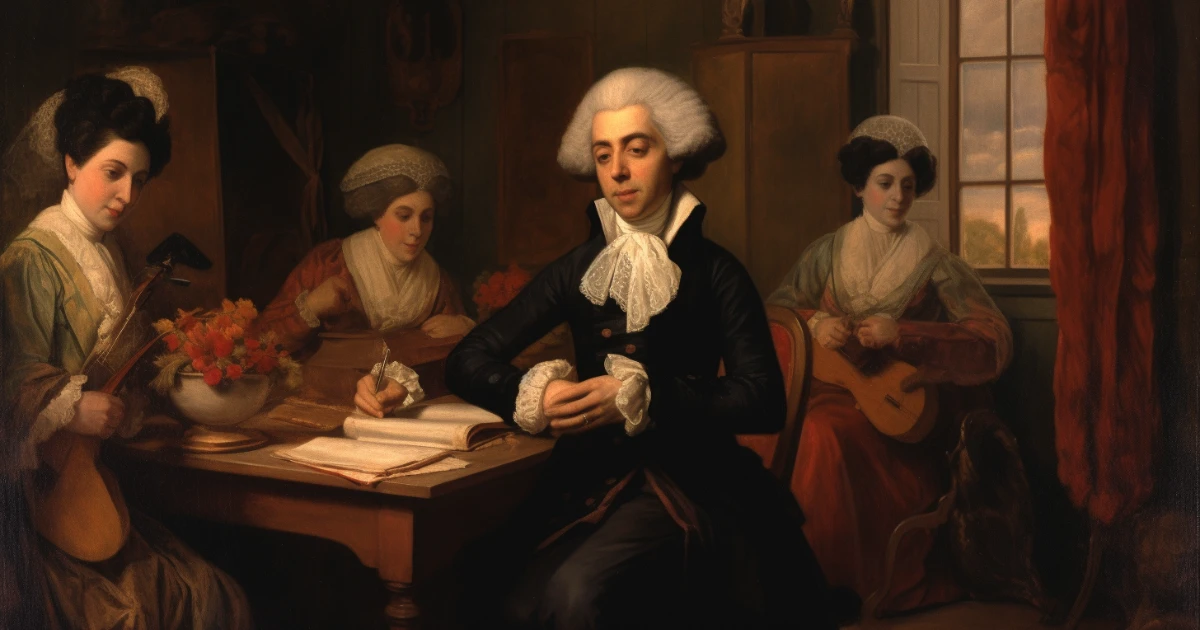 The salons of Enlightenment Paris © History Oasis Illustration of William Temple Franklin socializing in a Paris salon