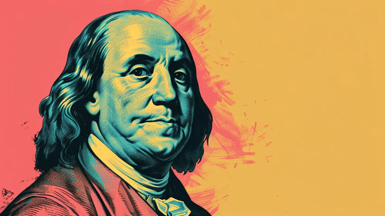 Benjamin Franklin at his desk in Passy © History Oasis Illustration of Benjamin Franklin at his desk in Passy, France