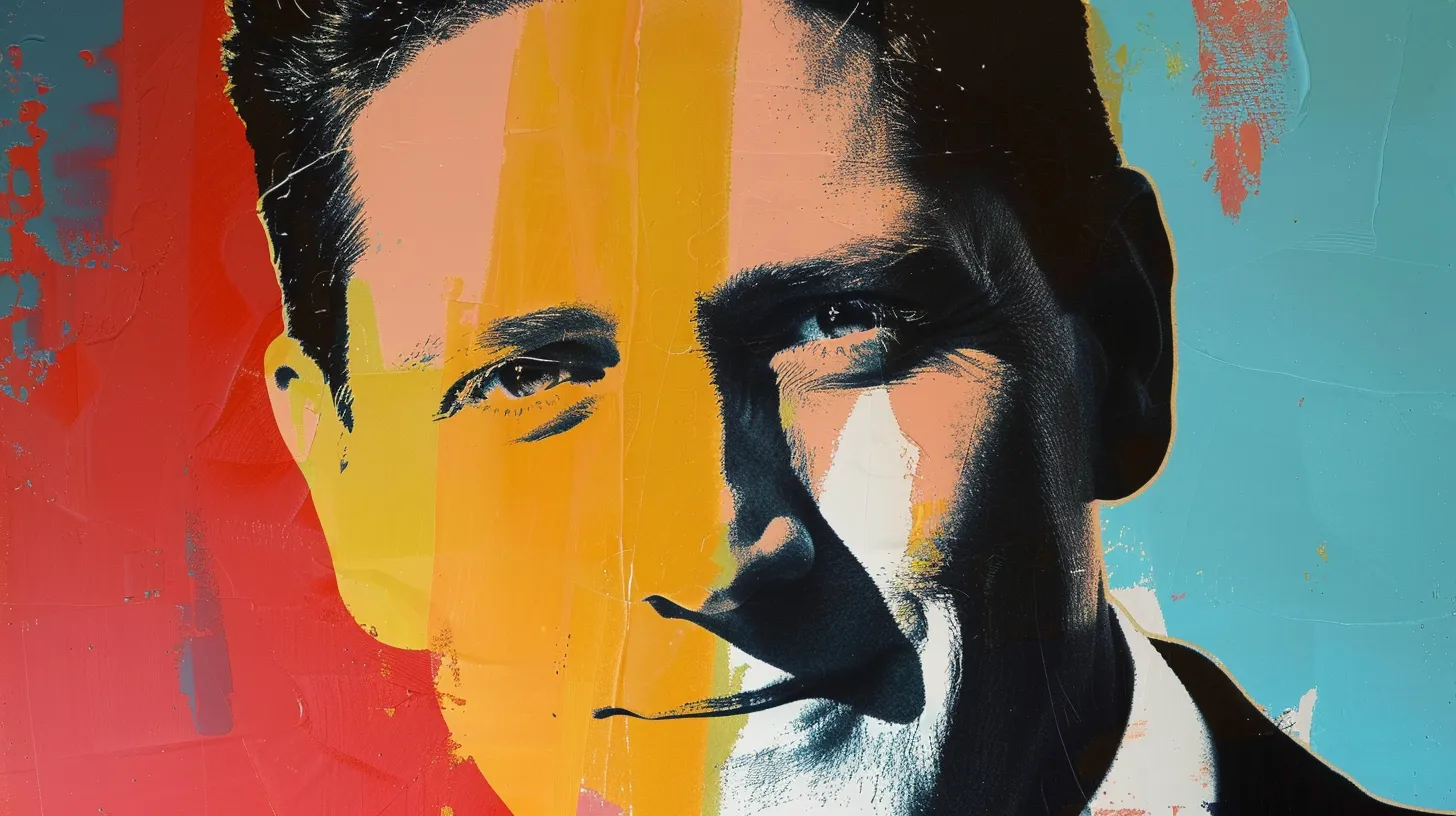 Charlie Bell pop-art portrait © History Oasis Charlie Bell portrait in a red, yellow, and teal pop-art style