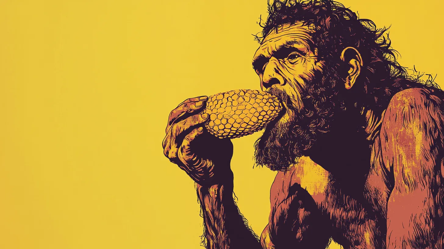 Caveman Eating Honey
