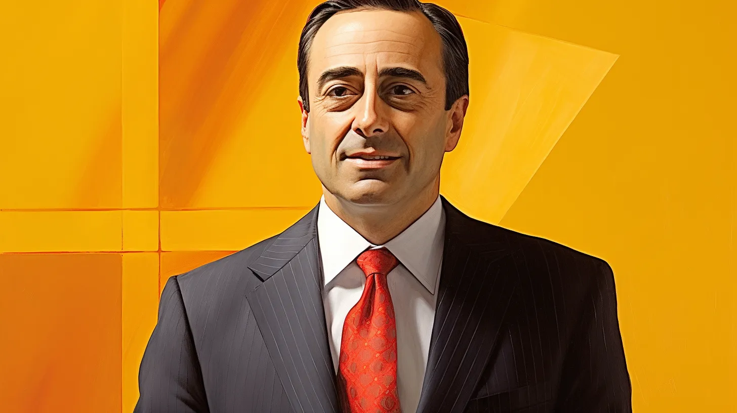 Executive in a pinstripe suit and red tie © History Oasis Painted portrait of an executive in a pinstripe suit and red tie