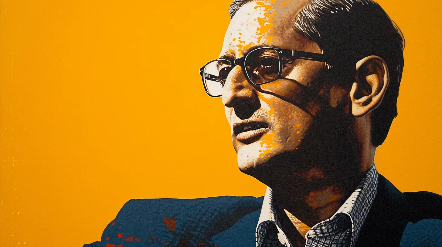 Man in aviator-style glasses illustrated against a yellow background © History Oasis Man in aviator-style glasses illustrated against a yellow background