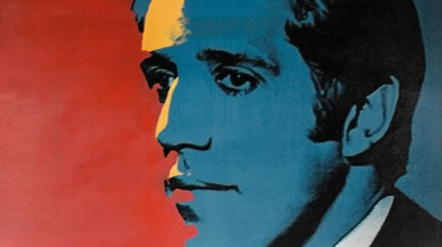 Richard Wood pop art portrait © History Oasis Richard Wood pop art portrait in red and blue tones