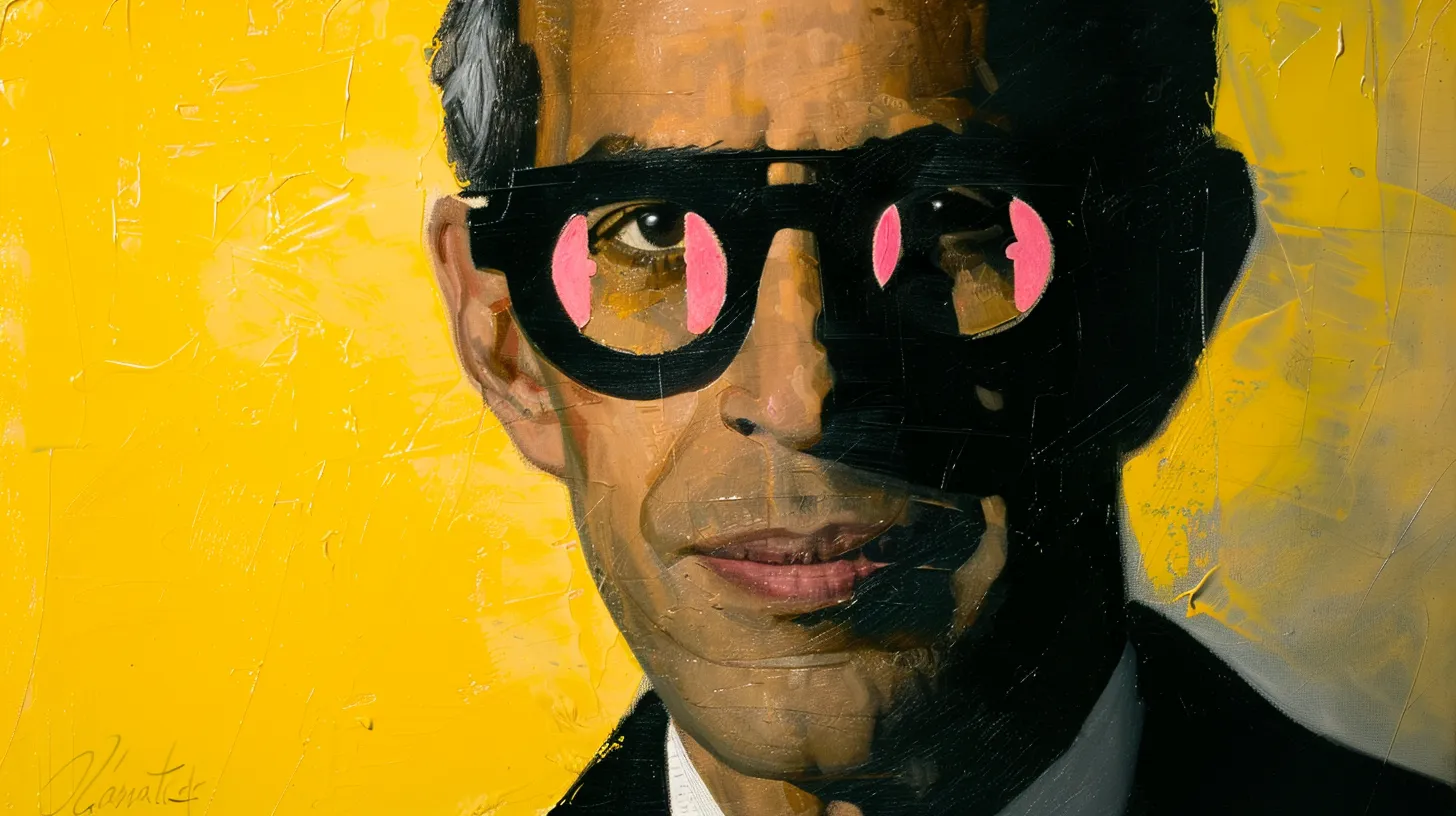 Sidney Taurel painted portrait © History Oasis Sidney Taurel painted portrait in black sunglasses on yellow background