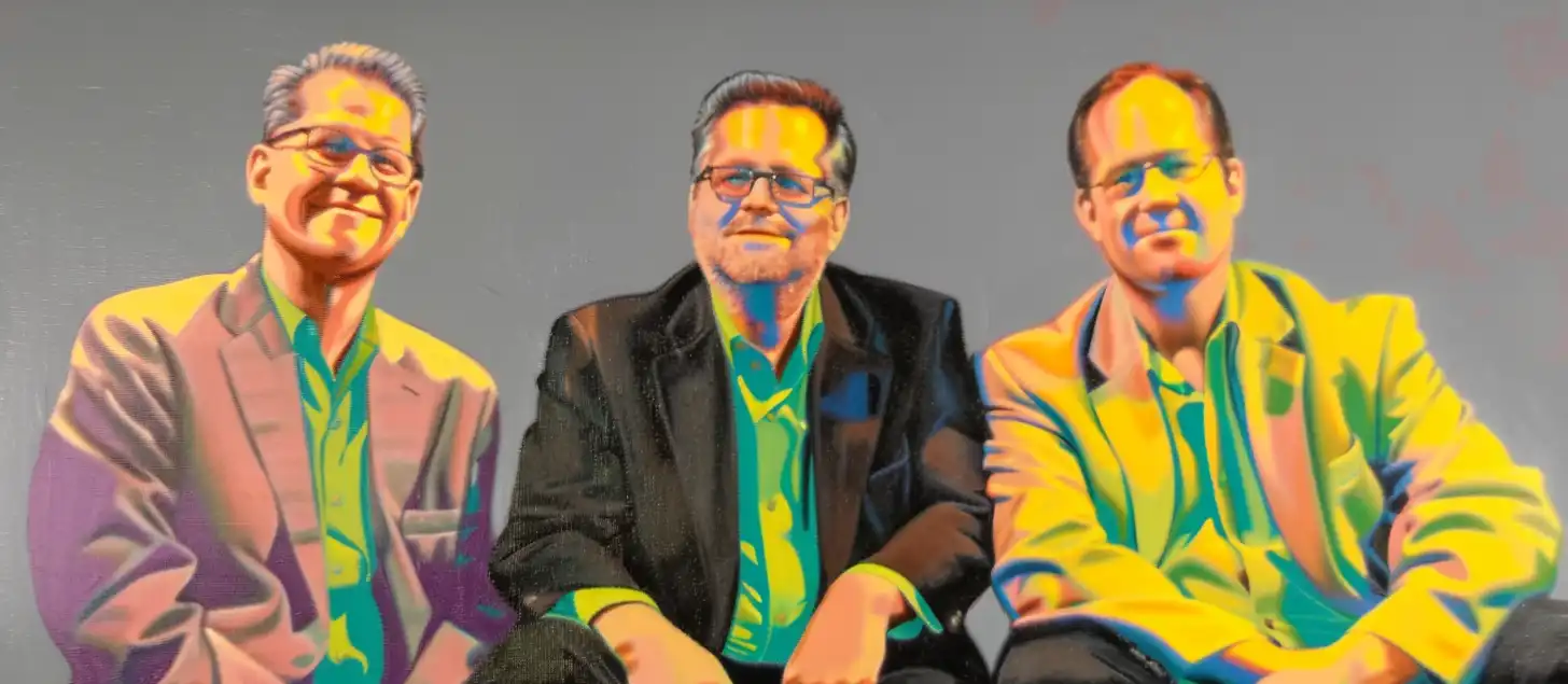 Nvidia founders Jensen Huang, Chris Malachowsky and Curtis Priem portrait