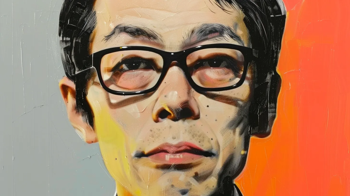 Illustrated portrait of a 2010s businessman © History Oasis Oil-painted portrait of a man in heavy black-rimmed glasses