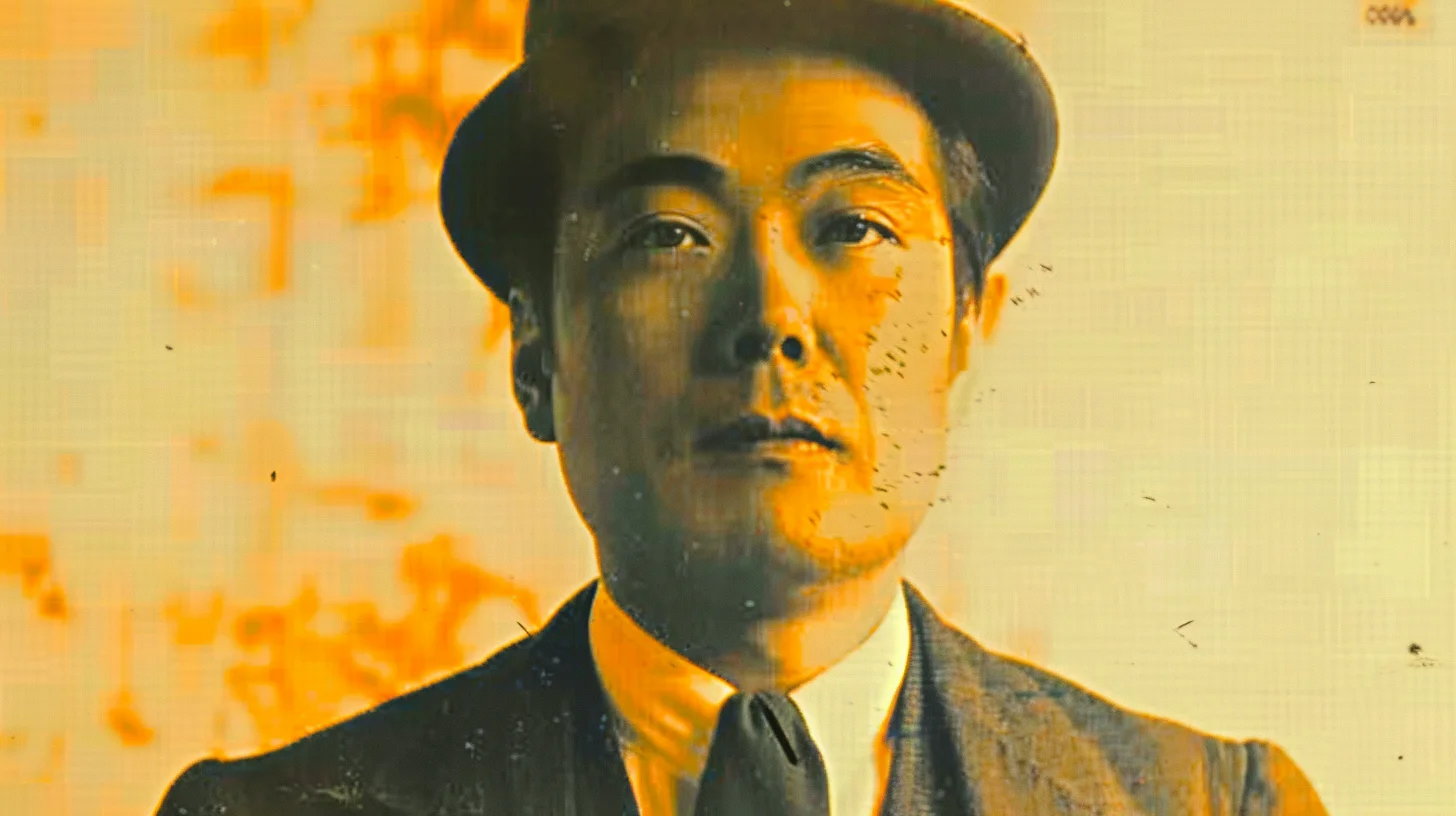 Illustrated portrait of a prewar businessman © History Oasis Sepia-toned portrait of a man in a fedora and suit
