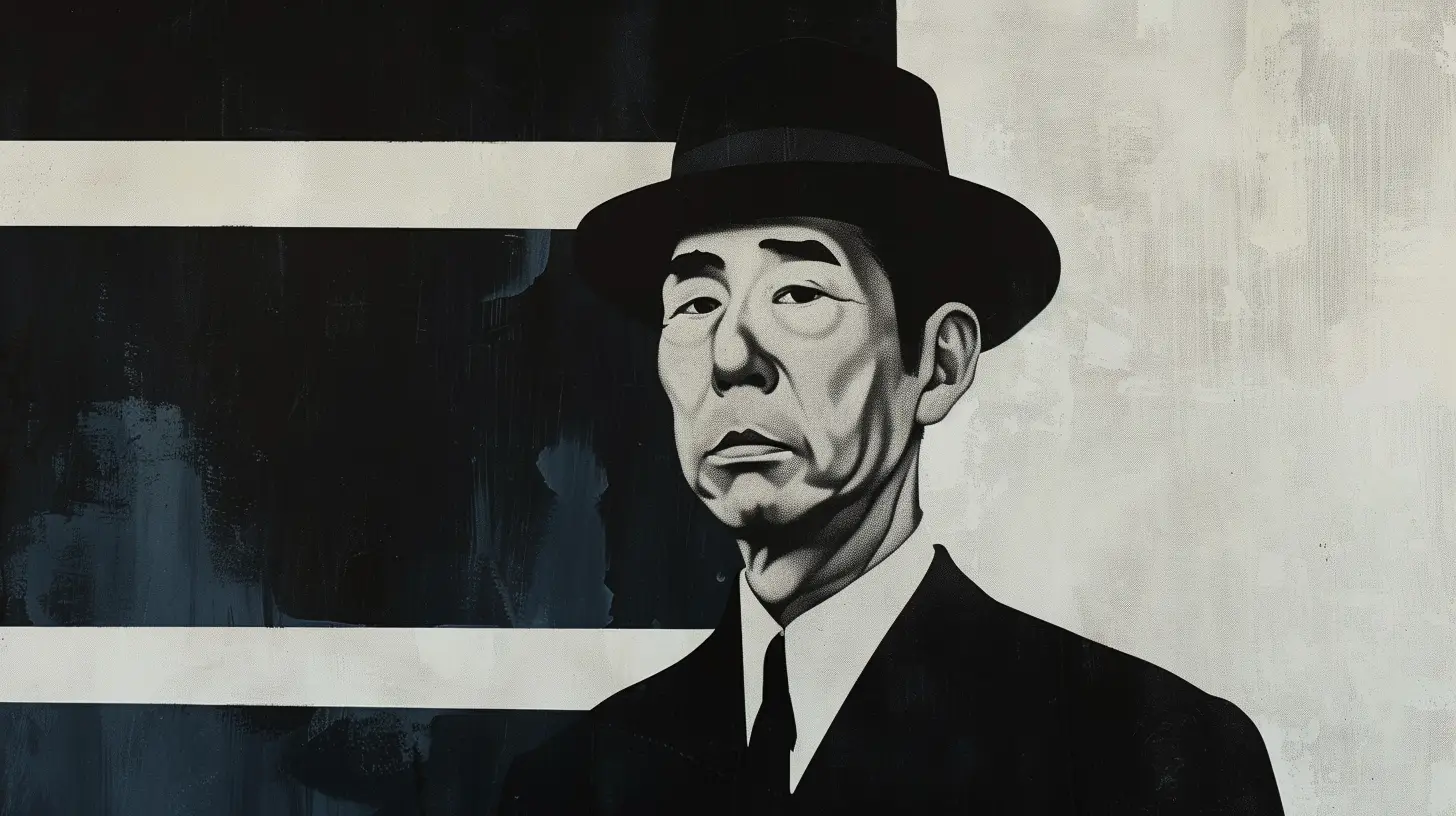 Illustrated portrait of a 1970s businessman © History Oasis Monochrome painted portrait of a man in a fedora and suit