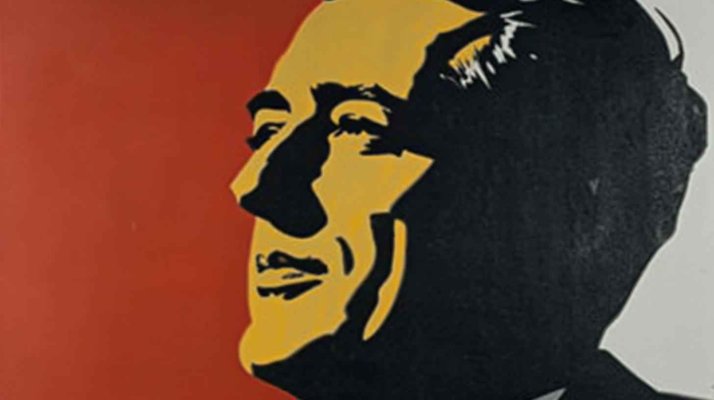 Hanns Grewenig, BMW general director © History Oasis Hanns Grewenig profile portrait in yellow and black on red