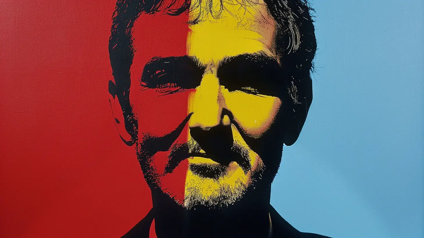 Bernd Pischetsrieder, BMW CEO © History Oasis Bernd Pischetsrieder portrait, mustached face split red and yellow
