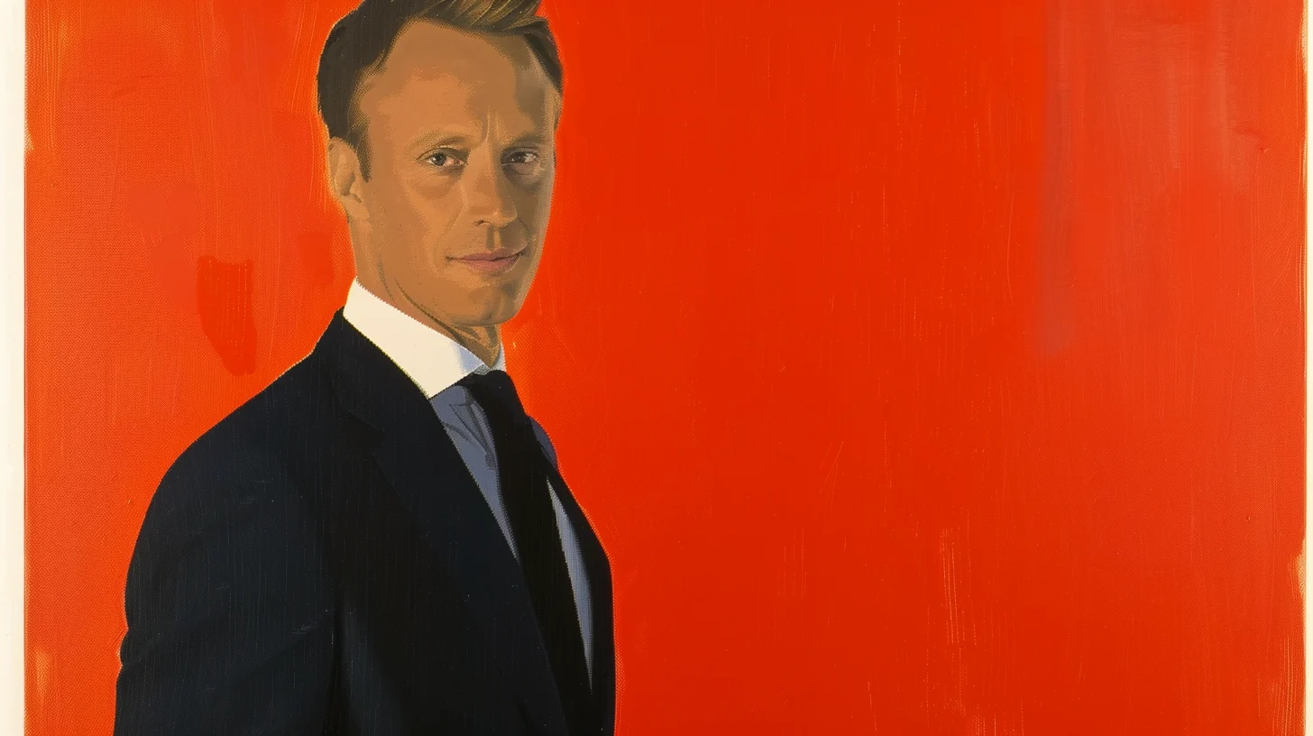 Painted portrait of a man in a dark suit © History Oasis Painted portrait of man in dark suit against red background
