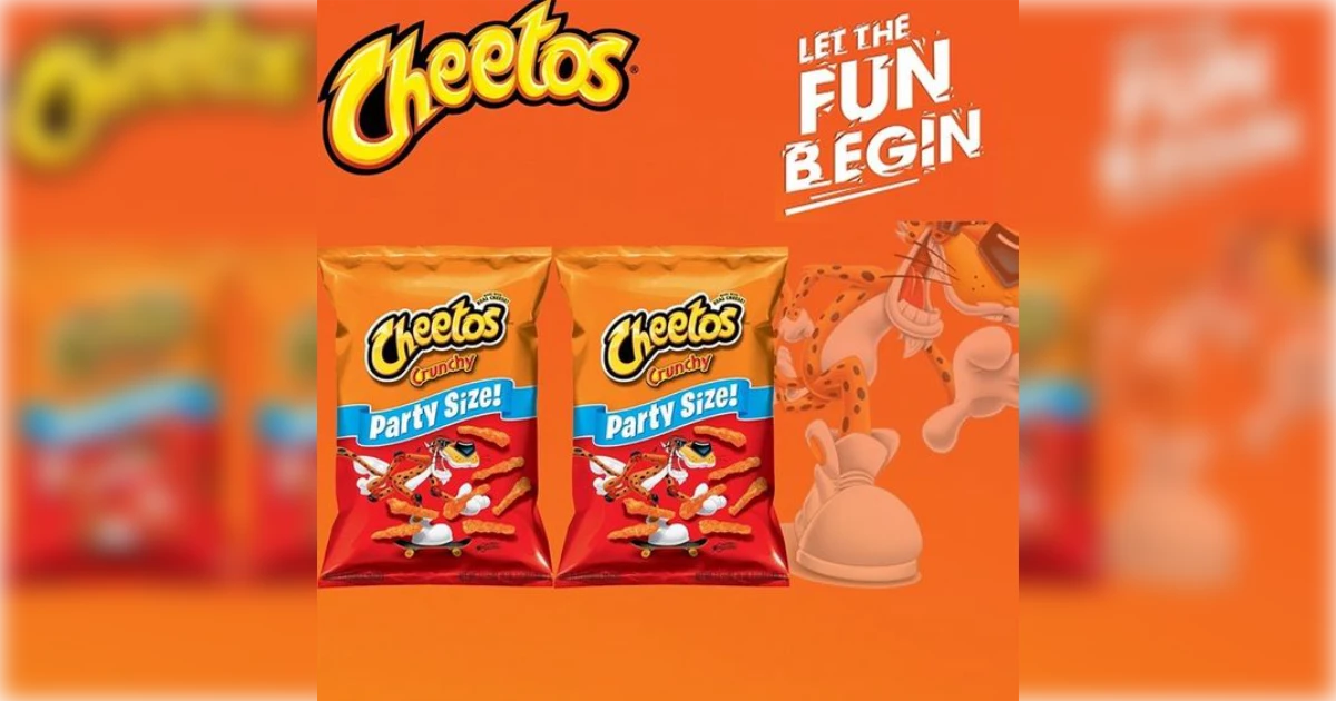 Frito-Lay Cheetos Let the Fun Begin ad with two Crunchy Party Size bags