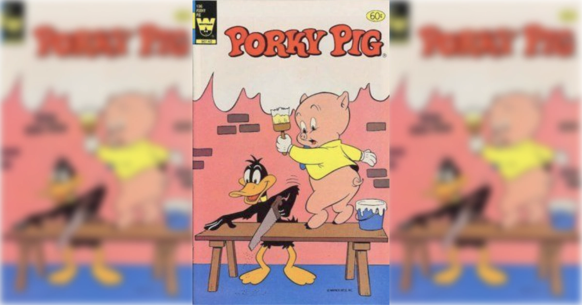 Looney Tunes Vintage Porky Pig comic book cover with Porky painting a wall beside Daffy Duck