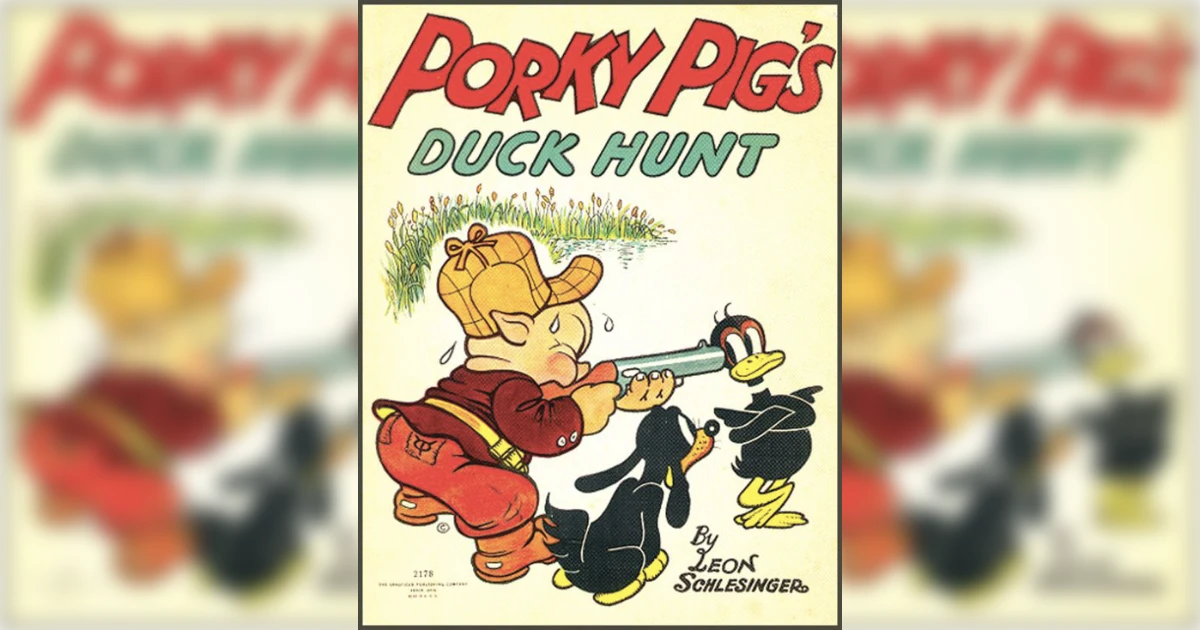 Looney Tunes Porky Pig's Duck Hunt cover with Porky aiming a shotgun at Daffy Duck