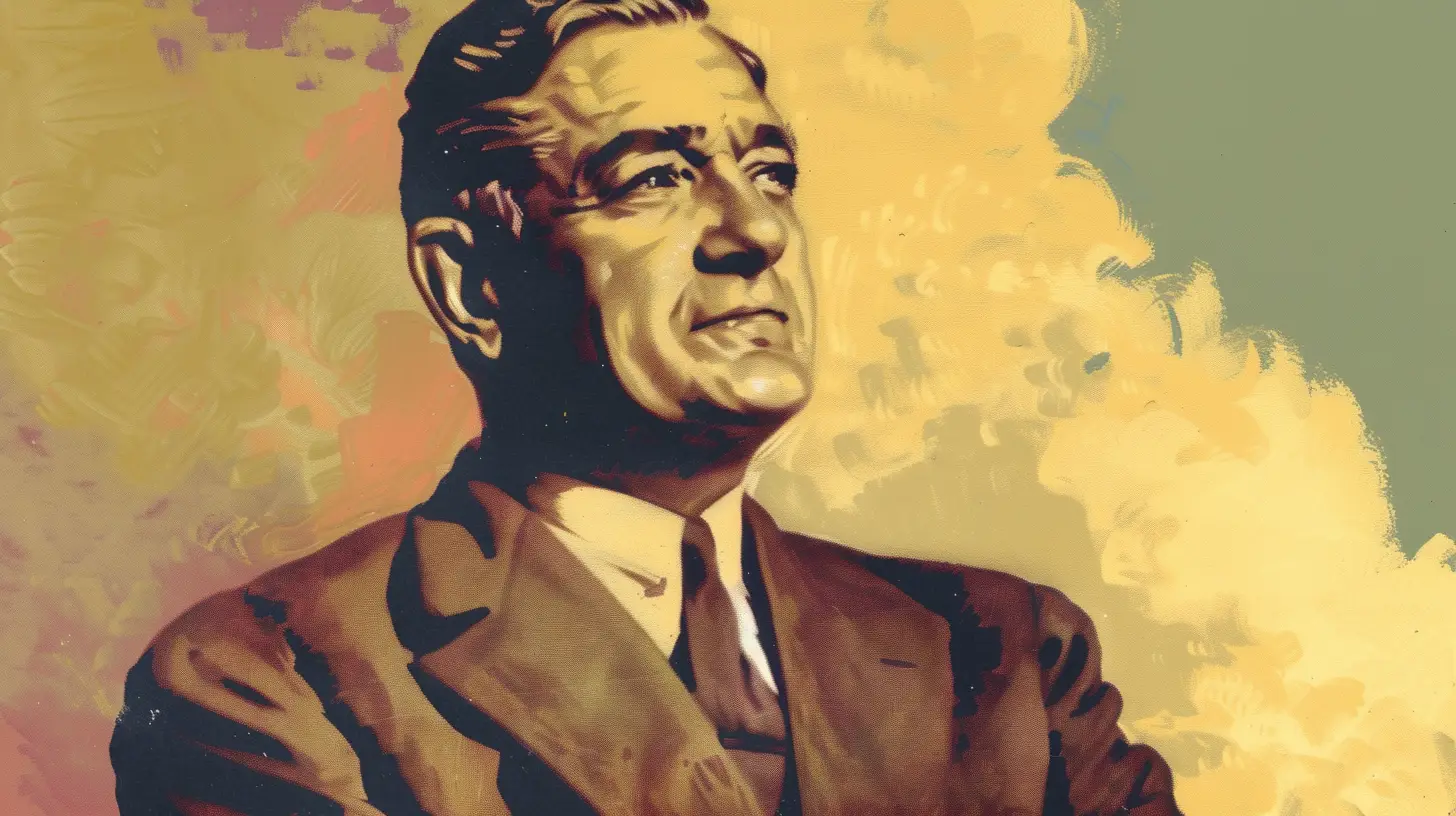 Willis Carrier portrait © History Oasis Willis Carrier portrait in a brown suit, vintage illustration style